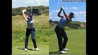 Justin Thomas golf swing  Long Iron faceon amp downtheline July 2017 [upl. by Aroel]