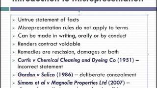 Misrepresentation Lecture 1 of 4 [upl. by Eizeerb]